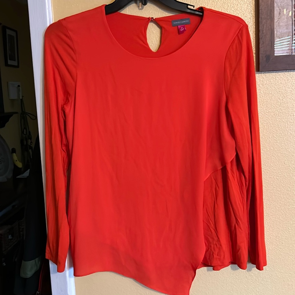 Vince Camuto Size Medium Orange Long Sleeves Blouse